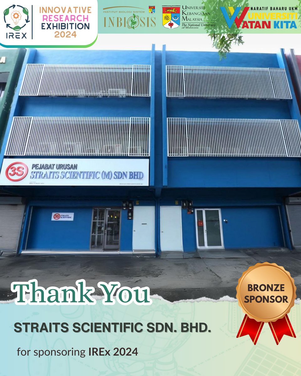 PSAI_UKM's tweet photo. A heartfelt thank you to our bronze sponsor, Straits Scientific (M) Sdn Bhd (3S), for supporting IREx 2024! ✨

Your generous contribution enables young leaders to drive innovation for a greener future 🌍

Log on to their website to learn more: https://t.co/9CYvOoP3Xb https://t.co/e8kCGvU9ft