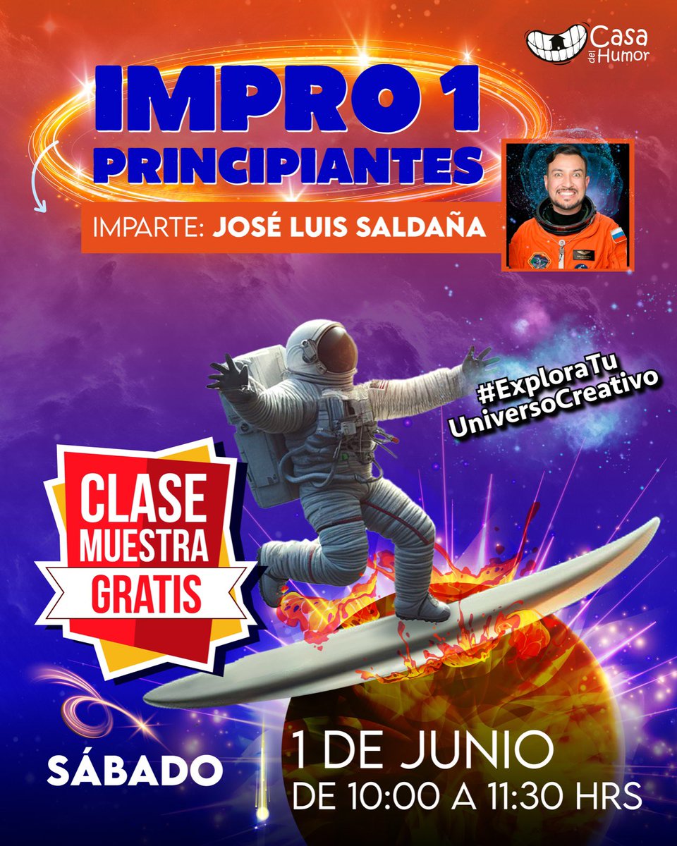 ¿Quieres saber de qué va la #IMPRO?

Te invitamos a esta CLASE MUESTRA GRATUITA que se impartirá el sábado 1 de junio en <a href="/CasaDelHumorMX/">Casa del Humor</a> … ¡Es #GRATIS!

Informes aquí: wa.link/5o7ifv