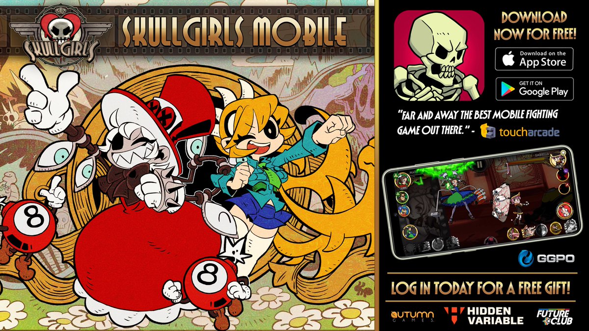 Skullgirls Mobile is the BEST fighting game experience on your phone. All the intense 2D action of the original game with deep RPG systems and exclusive origin stories about your favorite Skullgirls characters! Download Skullgirls Mobile today for a FREE gift!
