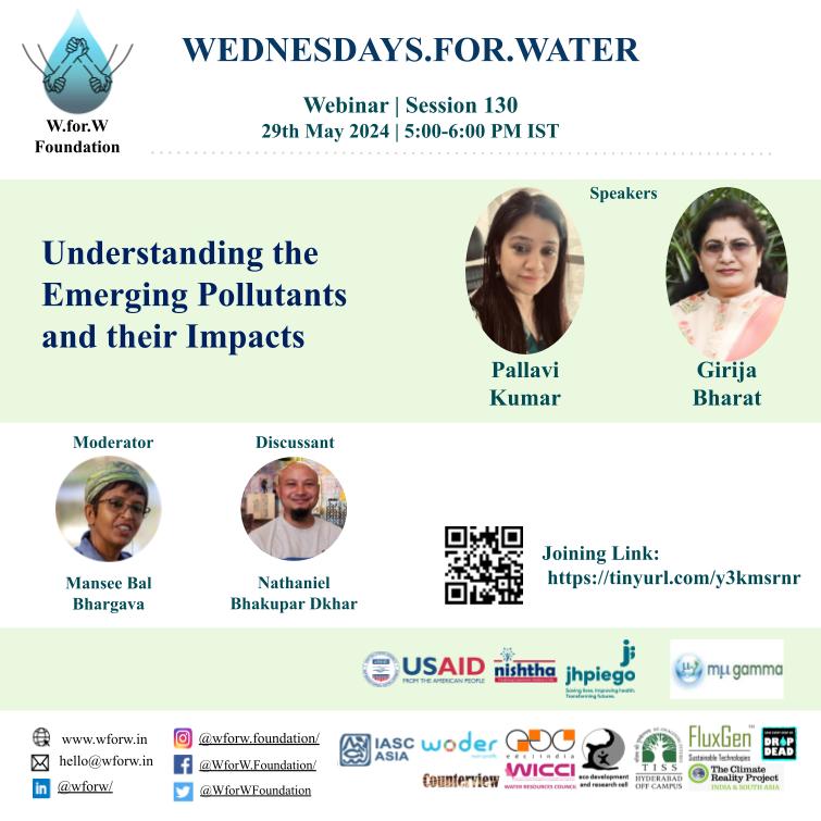 gamma_mu's tweet photo. Join us for a discussion on ‘Understanding the Emerging Pollutants and Their Impacts" at the forthcoming @WforWFoundation session on May 29, 2024, at 5.00 pm IST. The joining Link is: https://t.co/azsvsrE8ou https://t.co/elcy6HdHtT