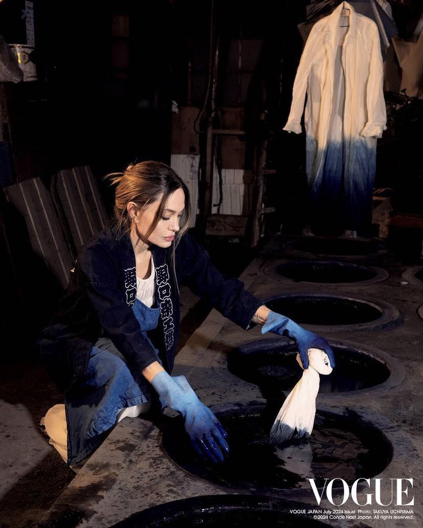 “What can Japan's diverse tapestry of artisans and pioneers teach one of Hollywood's brightest stars?
#VogueJapan invites #Angelina Jolie to embark on a vivid journey of discovery that spans beekeeping, indigo dyeing, and psychedelic wigs.”-  @voguejp