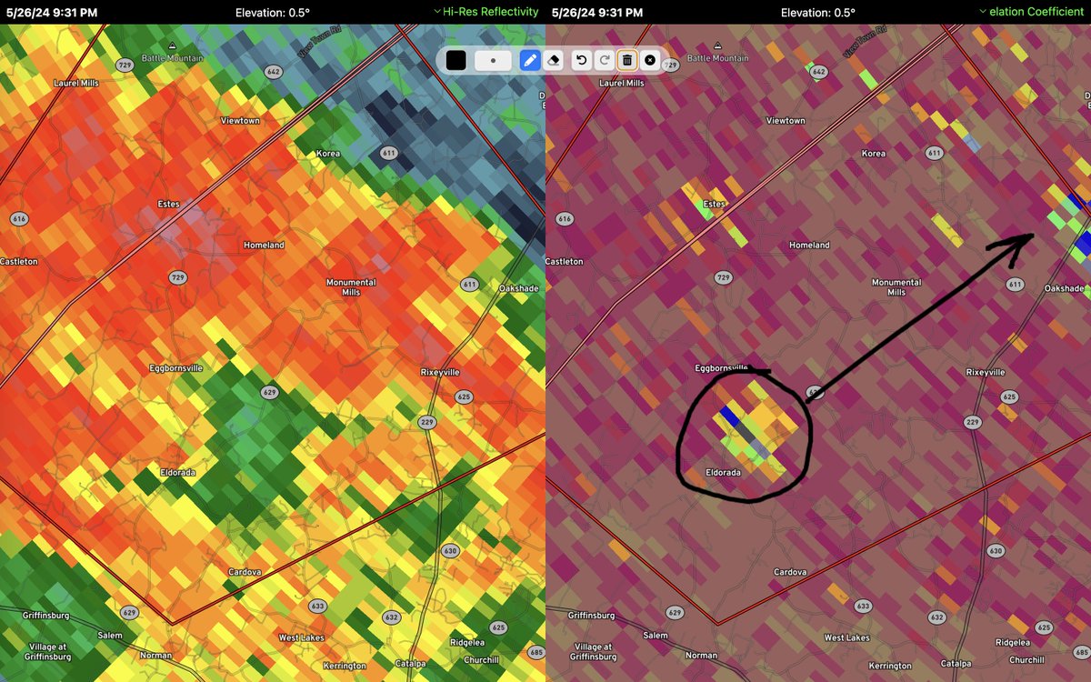 9:36 PM: We may have a tornado on the ground folks. THIS IS A DANGEROUS SITUATION. Seek shelter in your safe spots NOW if you haven’t yet especially for those located between Monumental Mills and Rixeyville. #vawx