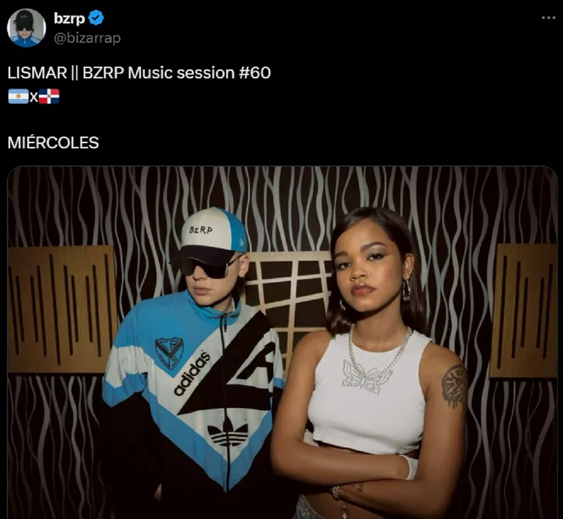 🇦🇷⭕️[AHORA] ¡FRACASO TOTAL! 🔻
La última Music session #60 de @bizarrap con LISMAR 🇦🇷x🇩🇴 se transformó OFICIALMENTE en el peor lanzamiento del artista Argentino. 
Consiguiendo apenas 4 millones de visualizaciones en una semana, cuando el promedio ronda los 10millones por día. 🥂