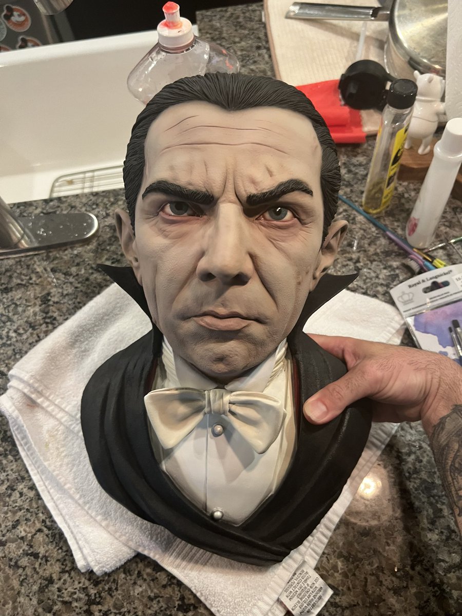 Joey_M_66's tweet photo. Finished up Bela Lugosi as Dracula just in time for World Dracula Day . He’s a life size wall hanger from @goblackheart https://t.co/mI3KZ56QRa