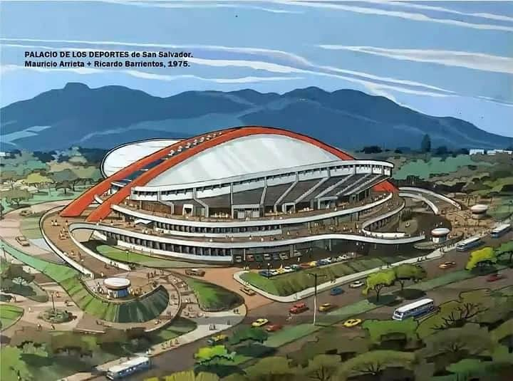 Ilustración que presentaron los arquitectos Mauricio Arrieta y Ricardo Barrientos del Palacio de los Deportes en 1975.