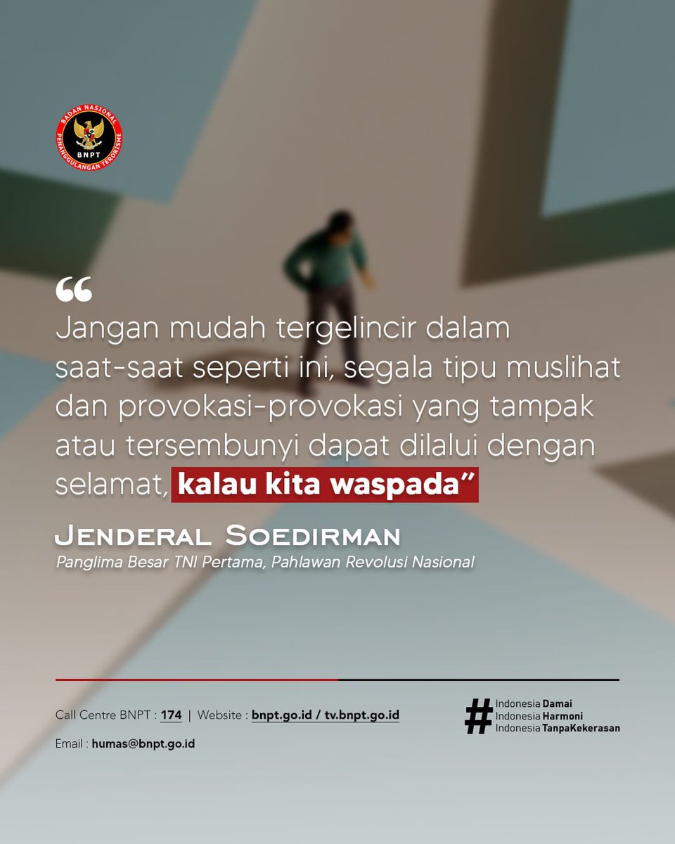 Semangat Pagi #SobatDamai, Mari kita awali Senin yang ceria ini dengan penuh semangat. Tetap ingat pesan-pesan pahlawan bangsa, karena kita adalah penerusnya di masa kini.