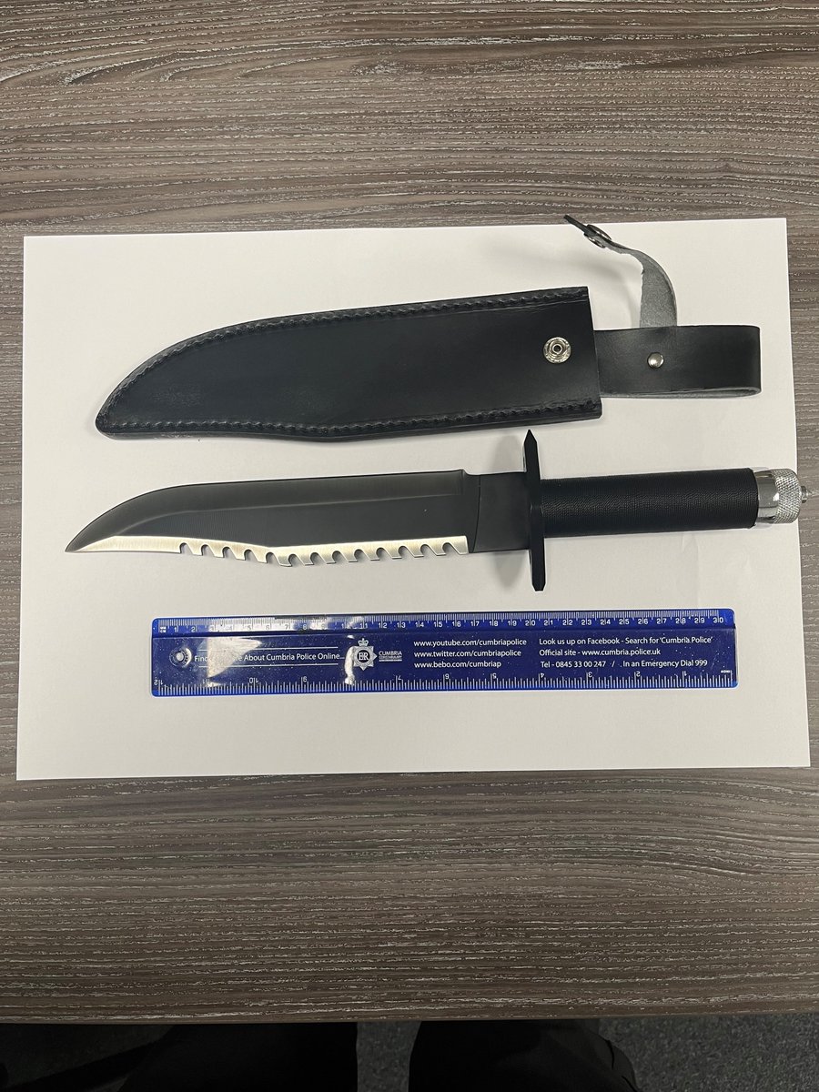 Neighbourhood officers and Unit 2 response officers detained a Youth in Barrow Town Centre during the night time economy and recovered a large knife. The youth is currently in Barrow Custody awaiting interview for the offence.  #KnifeCrime #YouthCrime