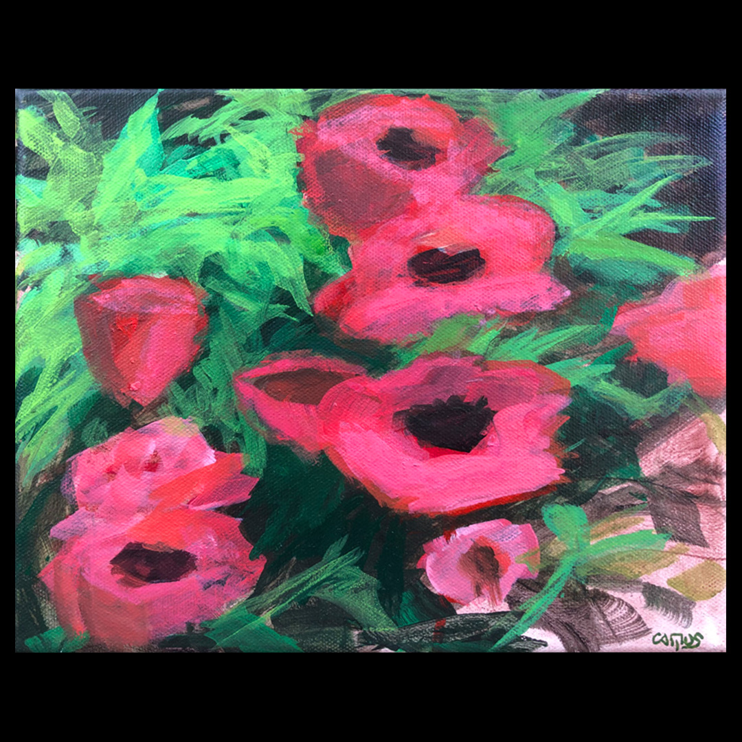 A little rough sketch today, painting poppies &amp; chasing the Sunlight… such a beautiful day to paint. :)  Garden Poppies 8x10 Acrylic on canvas. #flowers #garden #art #Canadianartist #Torontoart #acrylicpaint