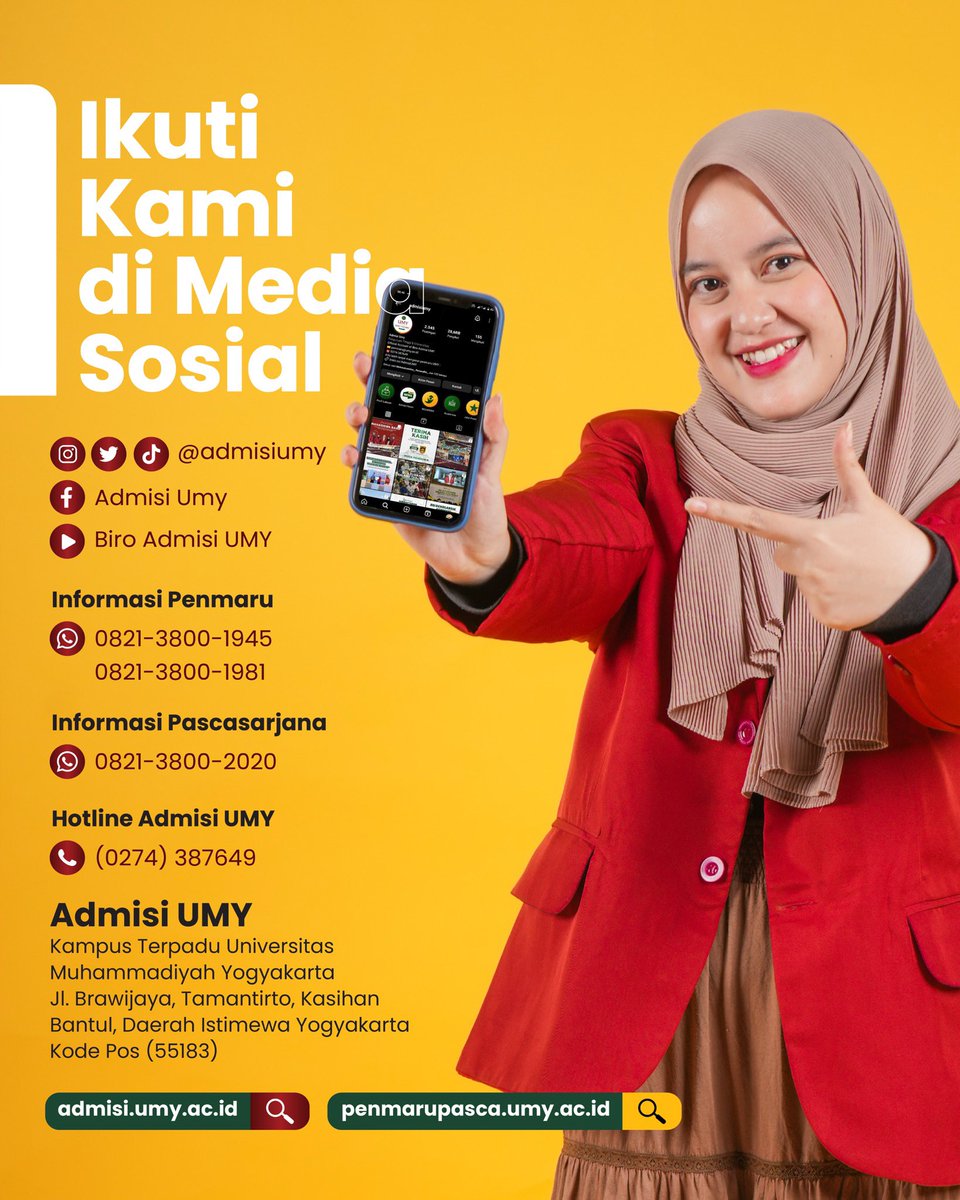 Halo sobat Muda Mendunia

Sudah tau belum kalau di Universitas Muhammadiyah Yogyakarta ada Program Studi Komunikasi &amp; Penyiaran Islam?

Alhamdulillah Komunikasi &amp; Penyiaran Islam (KPI) UMY sudah
akreditasi UNGGUL dan ada Kelas Reguler dan Internasional (IUP).