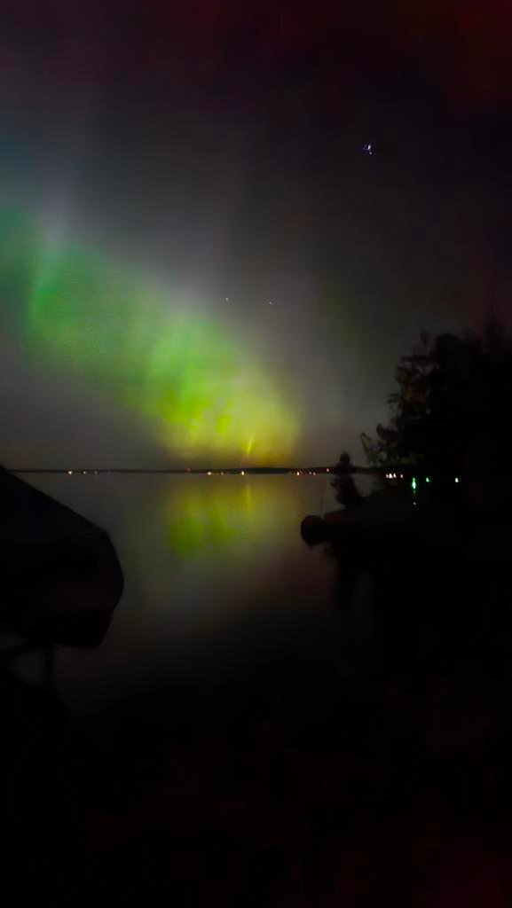 Aurora borealis action from 2 weeks ago, northern lights over Torch Lake, Michigan