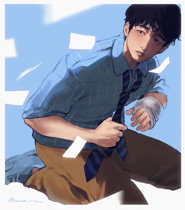 「blue necktie」 illustration images(Latest)