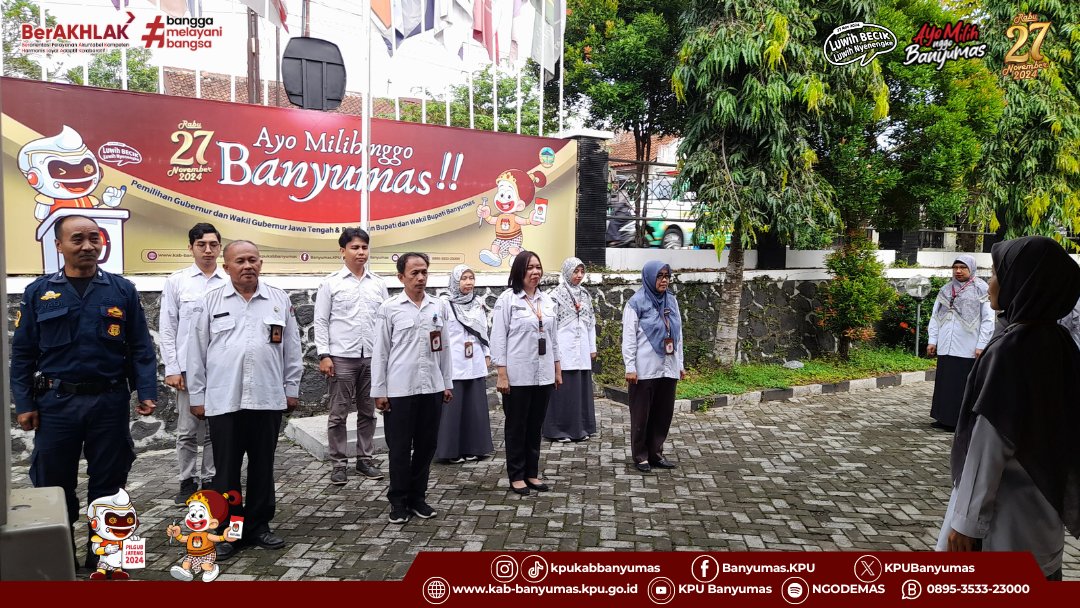 #sedulurkpubanyumas #temanpemilih KPU Kabupaten Banyumas melaksanakan Apel Pagi, Senin (27-05-2024).

Apel dipimpin oleh Kasubbag Perencanaan, Data, dan Informasi, Laila Isnaini.

#kpubanyumas #kpumelayani #pemilu2024 #apelpagikpubanyumas