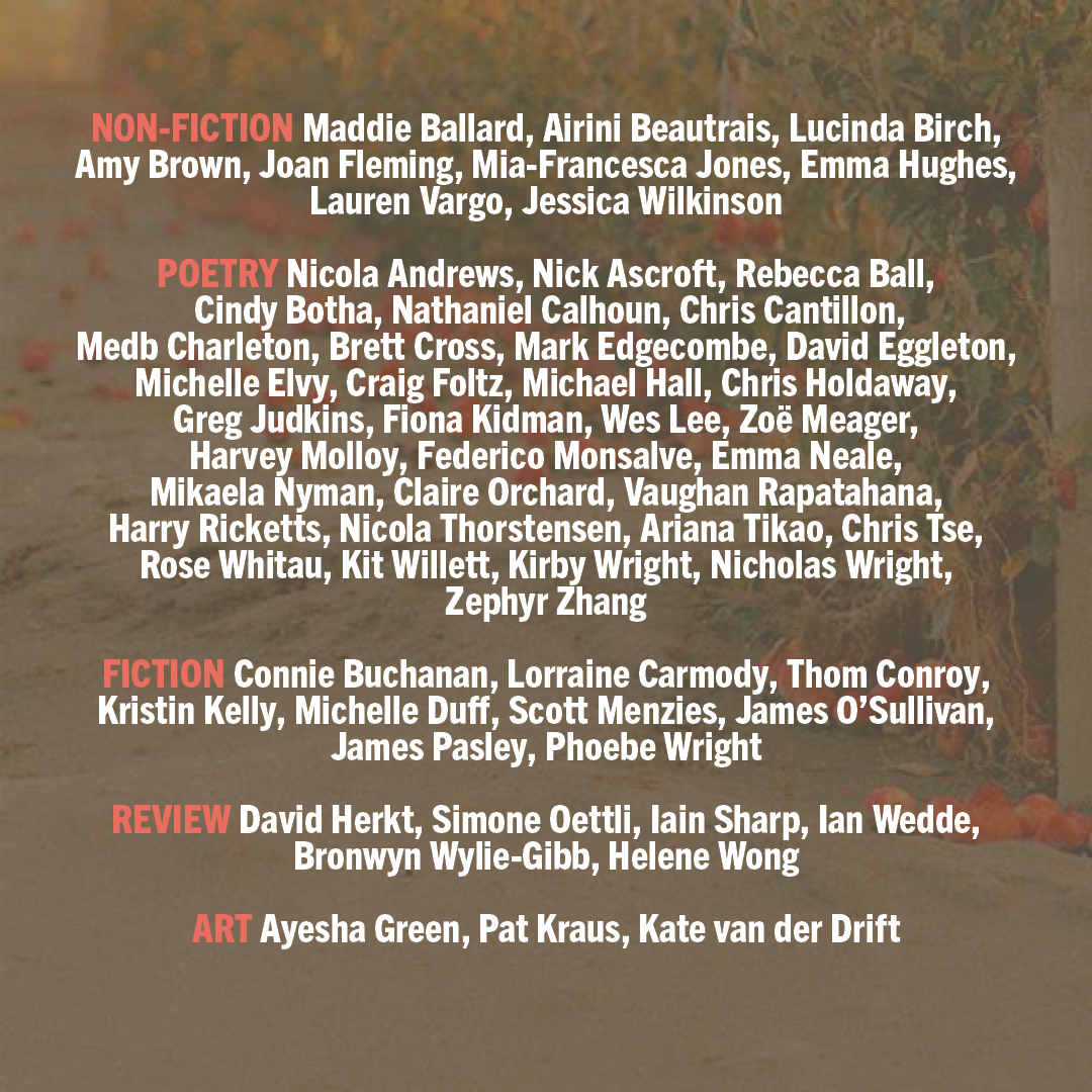 LandfallNZ's tweet image. Landfall 247 is here! ✨

Edited by Lynley Edmeades
Cover art by Kate van den Drift 🍎
Announcing the winner of the 2024 Landfall Young Writers’ Essay Competition

Find in your local bookstore or online at oup.nz/landfall247