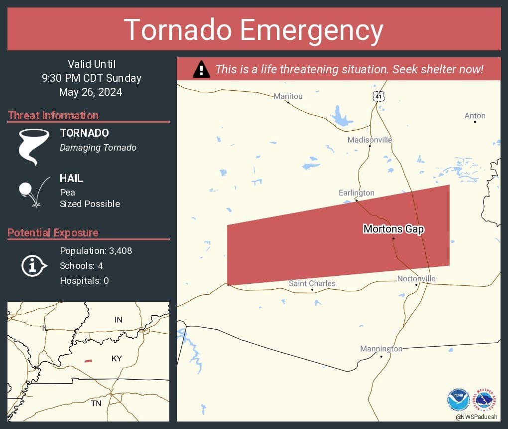 theinformant_x's tweet photo. ❗🌪🇺🇸 - #BREAKING: A tornado emergency has just been declared for a confirmed extremely large, violent tornado is on the ground doing catastrophic damage  in Kentucky. https://t.co/BipdyJBOpA