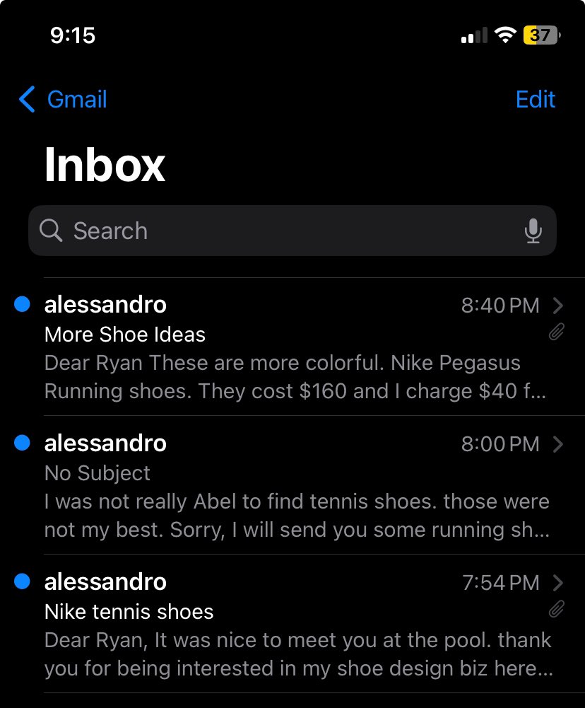 Met some 11 yr old @ the pool today. 

Asked for
- my contact info 
- shoe preference
- shoe size
- timeline 
- payment method

Better biz man than most of us
