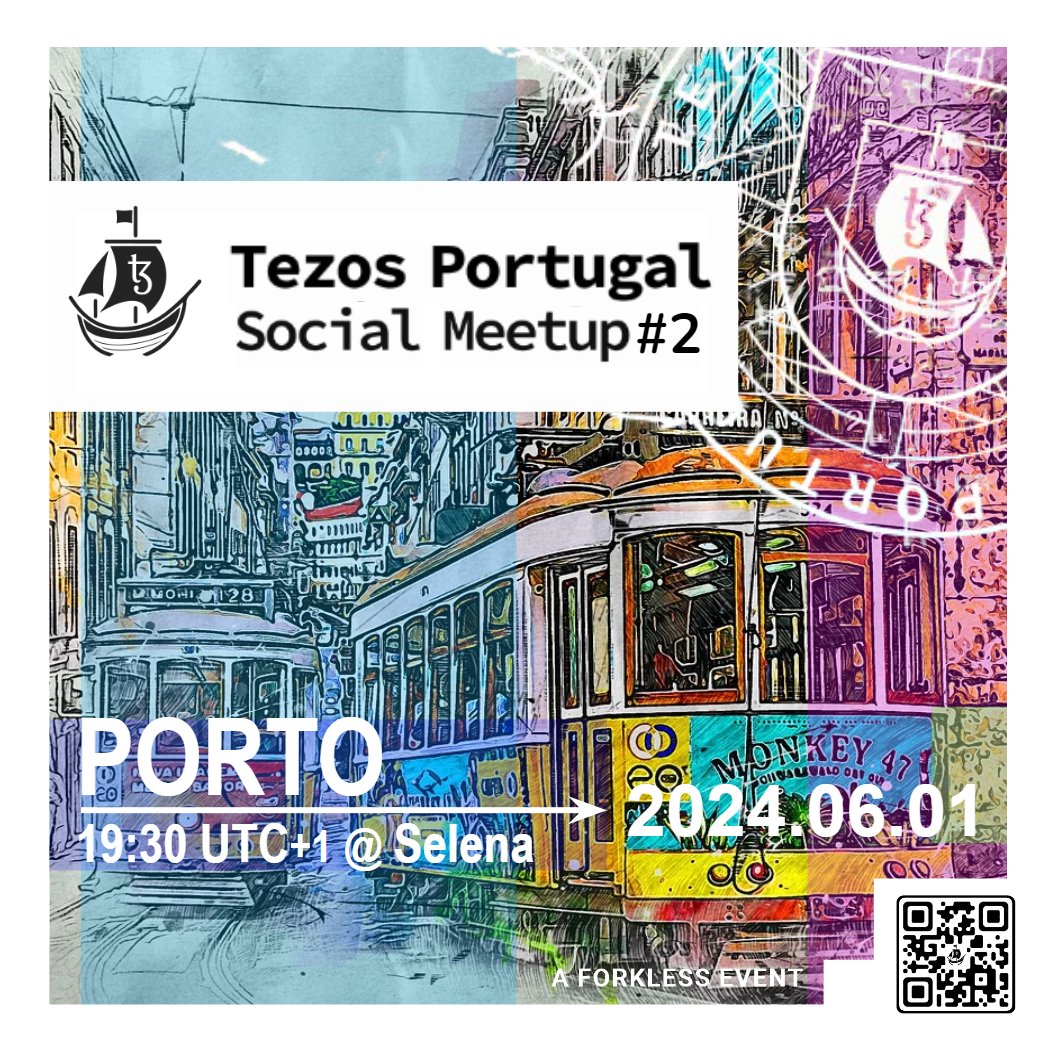 Are you in Porto this Saturday? Then let's meet and have a great evening amongst fellow #tezos lovers & #blockchain enthusiasts @ the 2nd Tezos Portugal Social Meetup! See you there! 🗓June 1st 2024 | 19:30 UTC+1 📍Selina, R. das Oliveiras 61, Porto w/ @TezosCommons support🫶