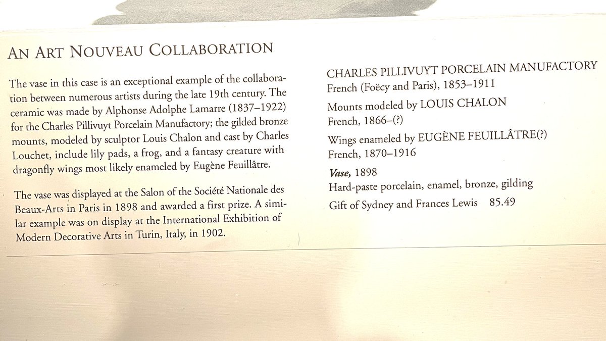 Saw this piece on display at @vmfamuseum! Vase, 1898 Hard-paste porcelain, enamel, bronze, gilding “AN ART NOUVEAU COLLABORATION The vase in this case is an exceptional example of the collaboration between numerous artists during the late 19th century. The ceramic was made by