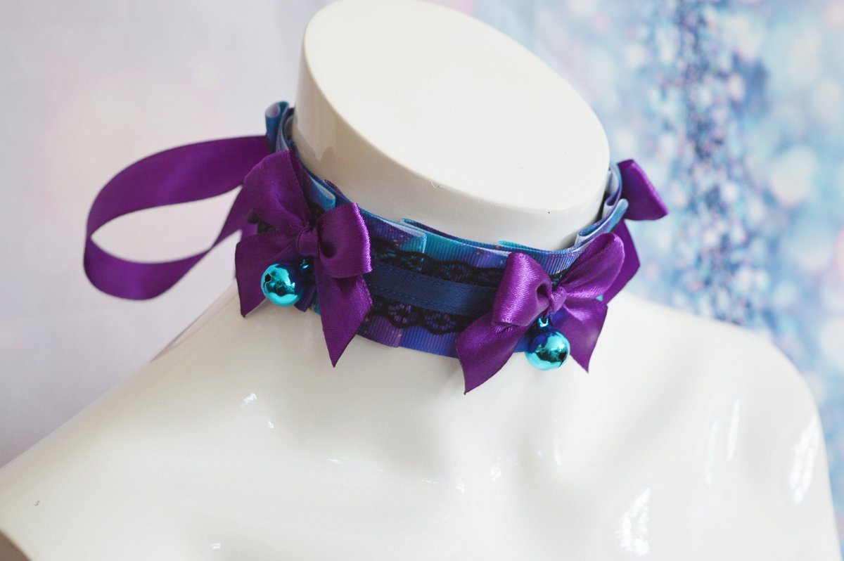 Made to Order - Kitten play collar - Deep Space - Purple & Blue galaxy petplay choker kittenplay pet lolita kink ddlg collar by nekollars tuppu.net/5fdbbd9d #Etsy #Nekollars #LolitaCollar