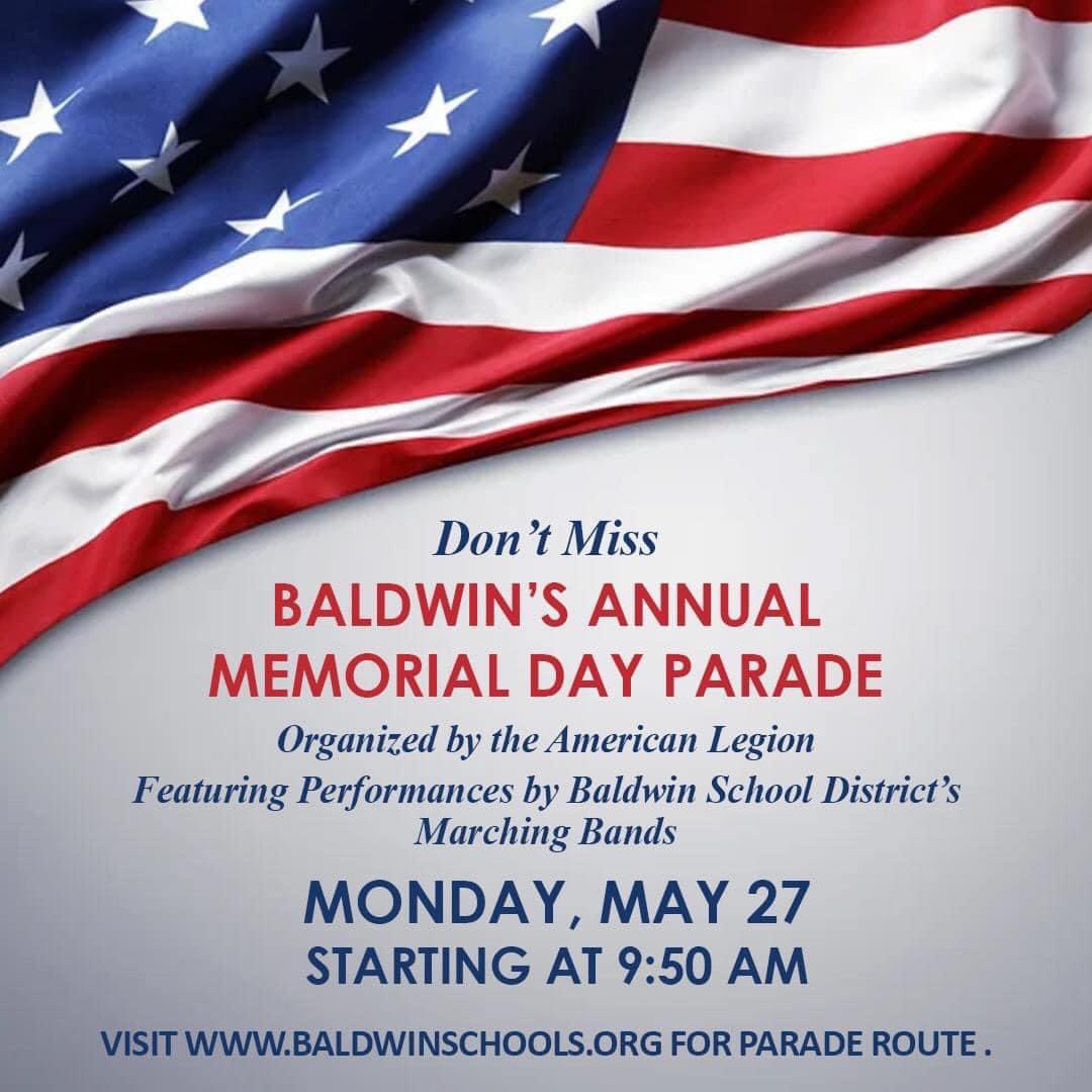 Post246_AmLeg's tweet photo. 2024 Baldwin Memorial Day Parade &amp; Remembrance Ceremony … https://t.co/63Xbce014h