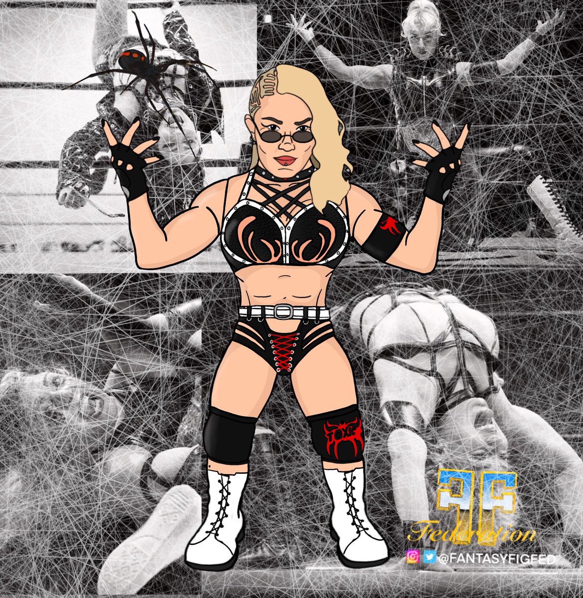 FantasyFigFed's tweet photo. Series 8.5 The “Toxic Spider” THEKLA! @toxic_thekla Stardom superstar on a crusade to end idol culture in the Japanese promotion. Hasbro Style Wrestling Figure Fanart 

#stardom #joshiwrestling #womenswrestling #prowrestlingart #fanart #prowrestling #puroresu #toxicspider #thekla https://t.co/6bvqpBDA5s