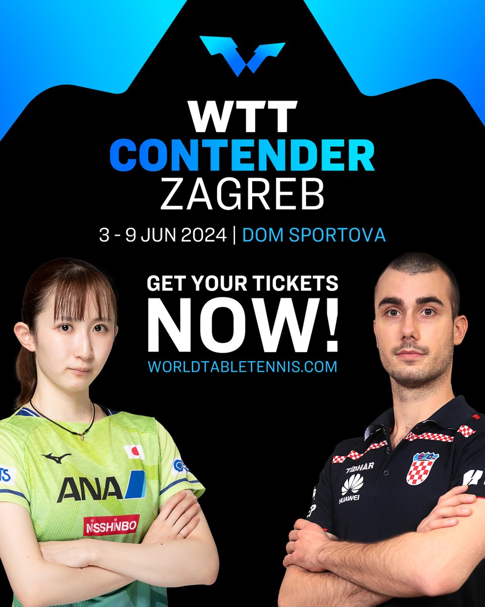 Don't miss out on the fun at next week's #WTTZagreb 🇭🇷

Grab your tickets now ➡️ bit.ly/3VfvxAL 🎟

#WTTContender #PingPong #TableTennis