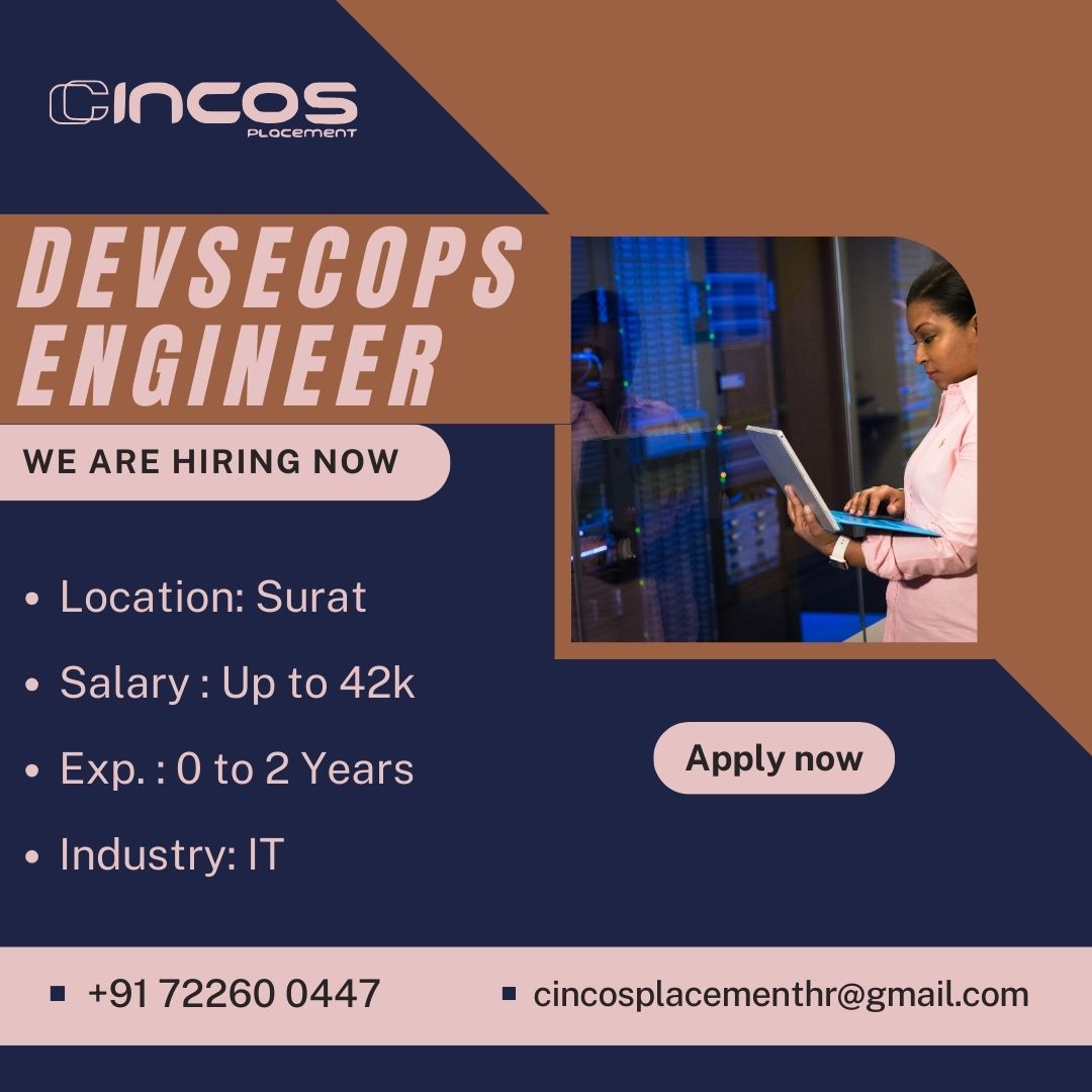 cincosplacement's tweet image. Exciting opportunity for a DevSecOps Developer! Join our team in Surat with the best IT job consultant. Apply now!
Contact Us
Phone: +91 72260 04473
#DevSecOpsDeveloper #SuratJobs #ITSecurity #Jobs #TopITJobPlacementConsultancyInSurat #ITJobRecruitmentConsultancyInSurat