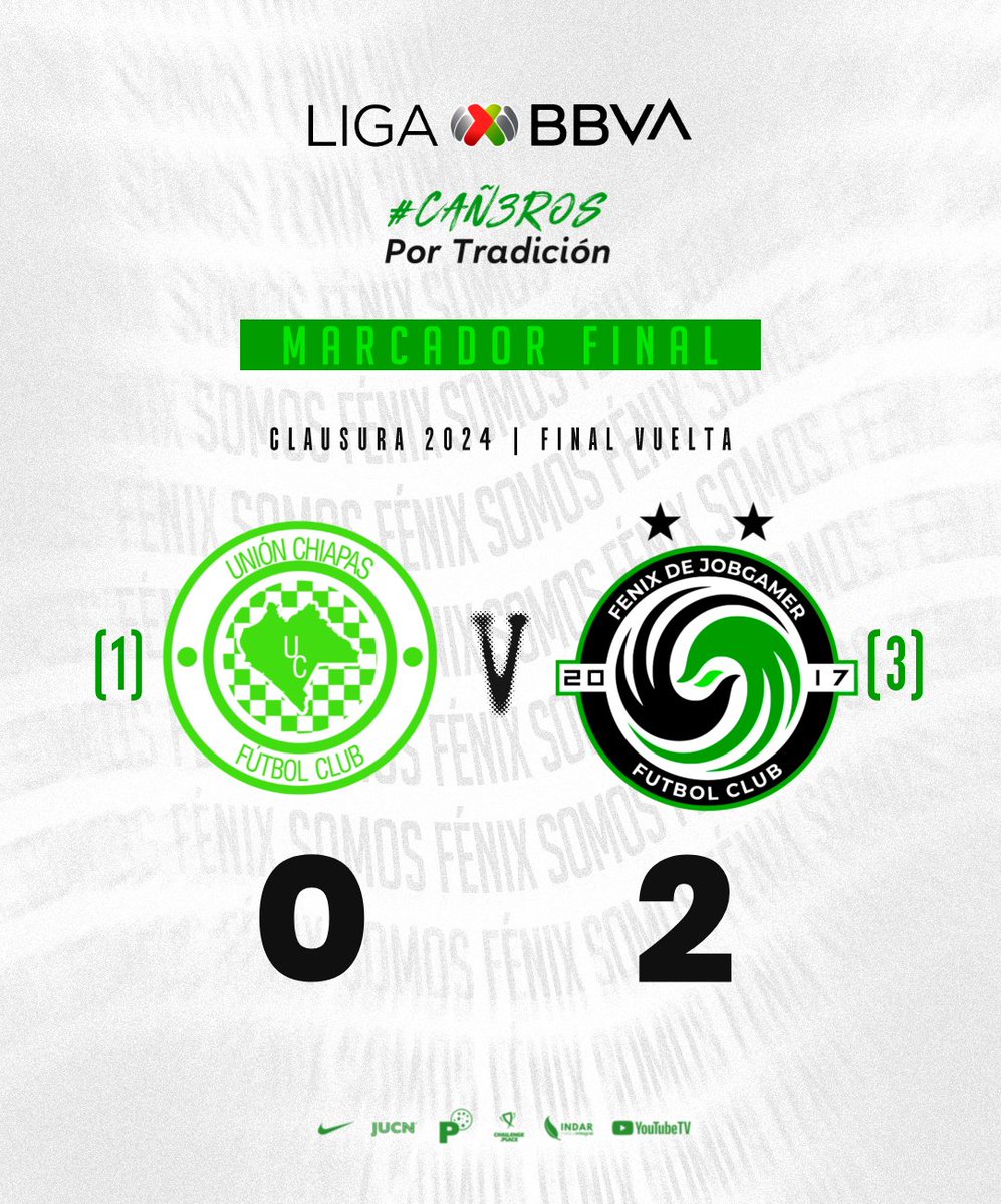 FenixJGFC's tweet photo. MARCADOR FINAAAAL: SE TERMINA EL ENCUENTRO EN CHIAPAAS. La terceraaa es para Zacatepec 🏆

¡CAMPEONES DEL CLAUSURA 2024!

#SOMOSF3NIX 🐦 https://t.co/DhzvYo5WPB