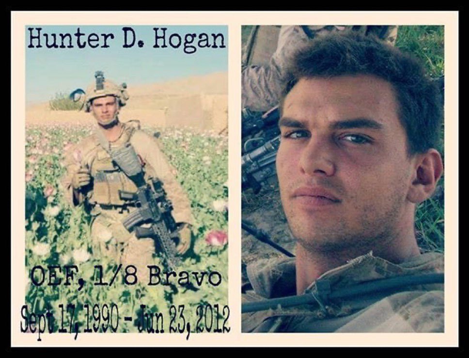 Please take a moment this #MemorialDay to remember Lance Corporal Hunter D. Hogan, 1/8, USMC. LCpl Hogan died June 23rd, 2012 while conducting combat operations in Helmand province, Afghanistan. He was 21 years old but will and always be a Marine. #USMC