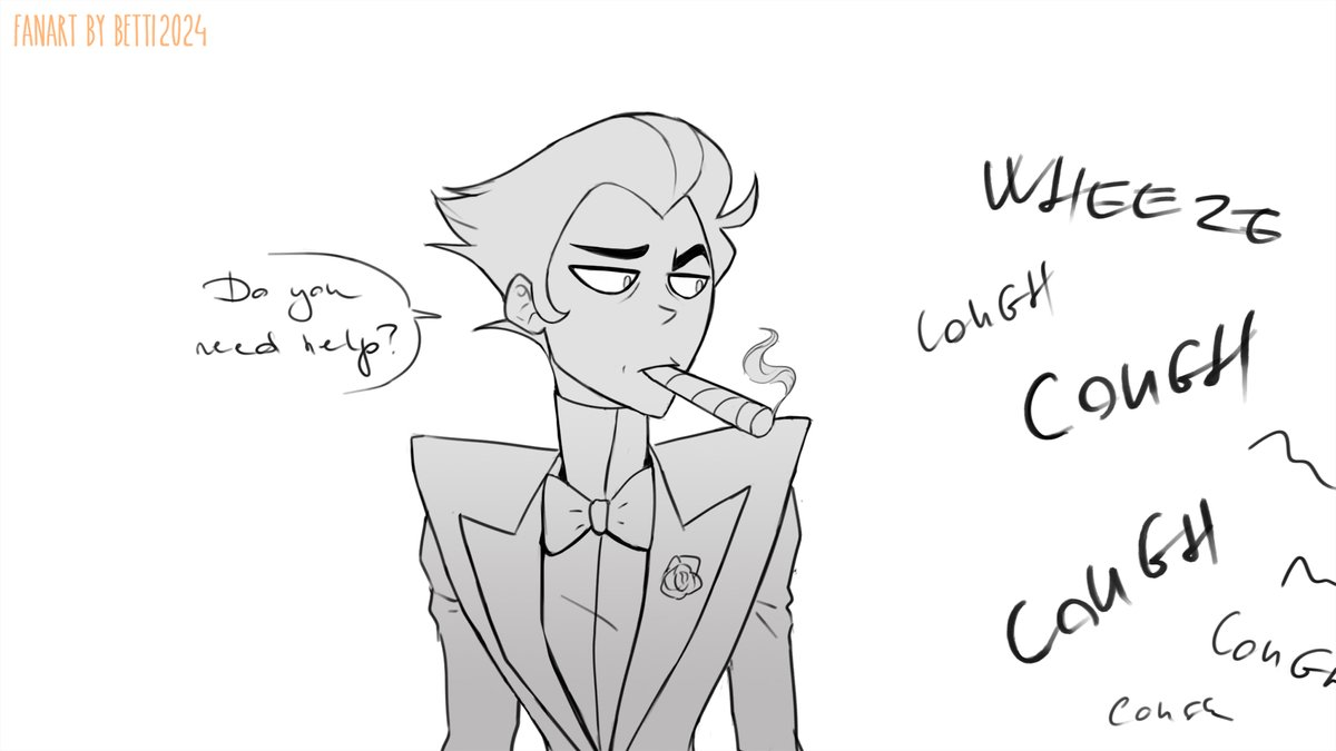 SORRY I HAD TO 😂🥰 I LOVE Mare's comic!! 😭😭🫶 I had to do a quick pic about this scene, it's her fault.. Al's hand was too close to that cigar😏... I'm sorry I COULDN'T help it, okay???!..they're too cute... #appleradio #radioapple  x.com/notherpuppet/s…