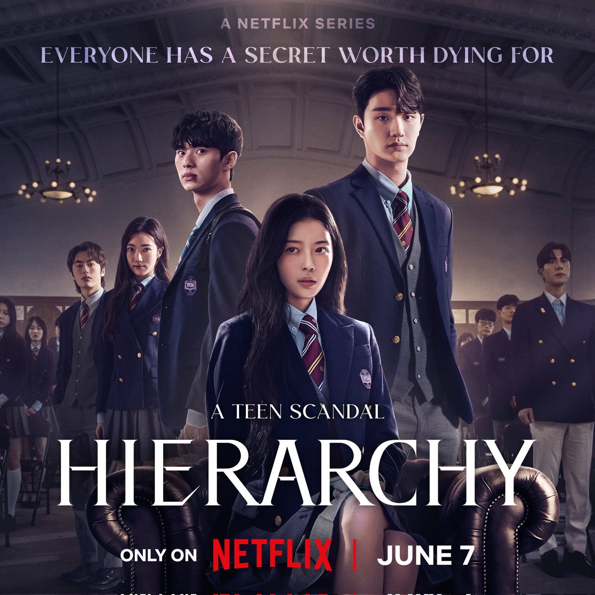 Main poster of NETFLIX high teen mystery thriller drama #Hierarchy starring #RohJeongEui & #LeeChaeMin  🔥