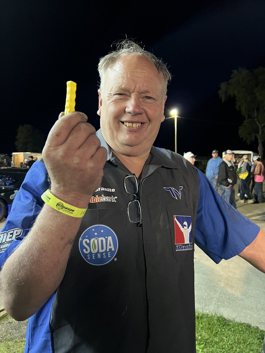 Was it the Lucky French fry or just a kickass driver and team? 🤔 DEFINITELY the latter! 🏁🏆 But the fry is pretty cool to my granddaughter! 😂🍟