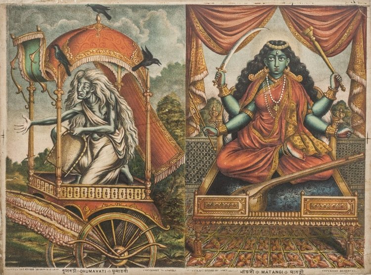 Lithograph paintings of eight of the Ten Mahavidyas.

Calcutta Art Studio, c. 1880