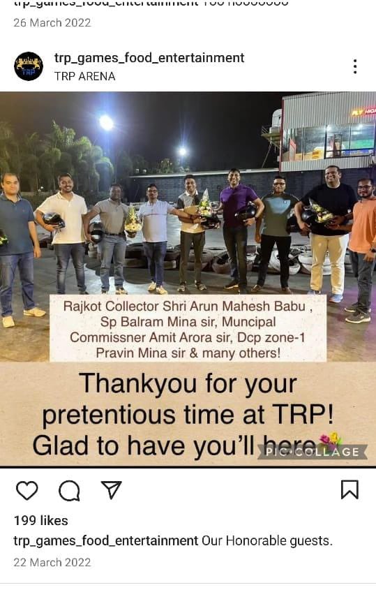 गुजरात हाईकोर्ट में आज राजकोट #TRPgamezone पर सुनवाई होगी। इसे पहले ये
तस्वीर भी देखे 2022 की तस्वीर काश उस वक्त इन IAS-IPS-RMC Commissioner अधिकारीओने फ़ायर एनओसी के बारे में पूछा होता। हालाँकि चौंकाने वाली जानकारी यह हे की आज दिन तक गेम ज़ोन चलाने वालों ने कभी fire NOC नहीं ली।