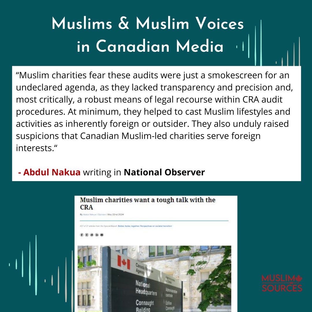 MuslimSources's tweet image. Our highlights of Muslims and Muslim voices in Canadian media this past week:  #amplifyingMuslimvoices