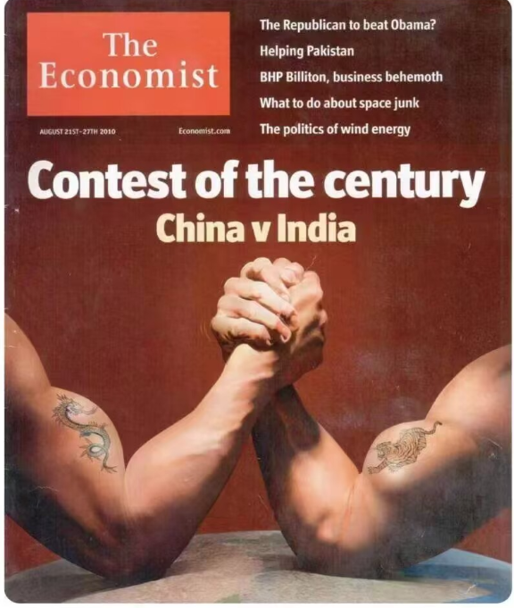 This is a pic deliberately made by the Economist, and in fact, the relationship between China and India is not at all like that. There are two different voices in China regarding trade relations with India: 1. India is improving its manufacturing industry with the help of the