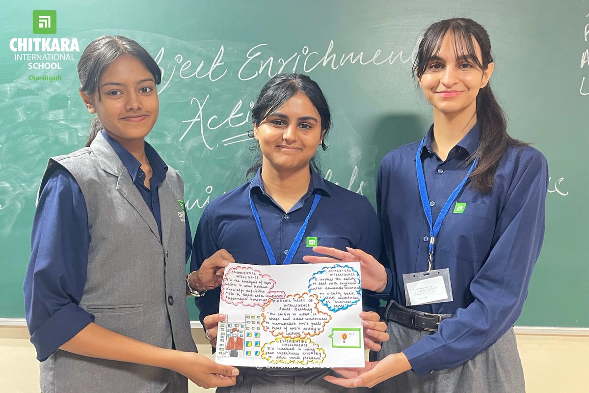 Grade 12 Humanities students at Chitkara International School engaged in an enlightening subject enrichment activity exploring “Unveiling Theories of Intelligence” #CIS #psychology #handsonjourney #learning #skills #knowledge #ChitkaraInternationalschool #skills