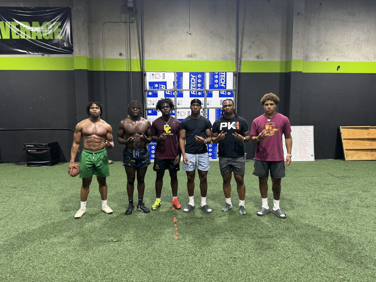 This summers group is a special one! Excited to stack the days over the next few months!! A lot of rushing yards and touchdowns in the photo!!! @BrandonHuffman @JordanJ_ busy summer ahead!