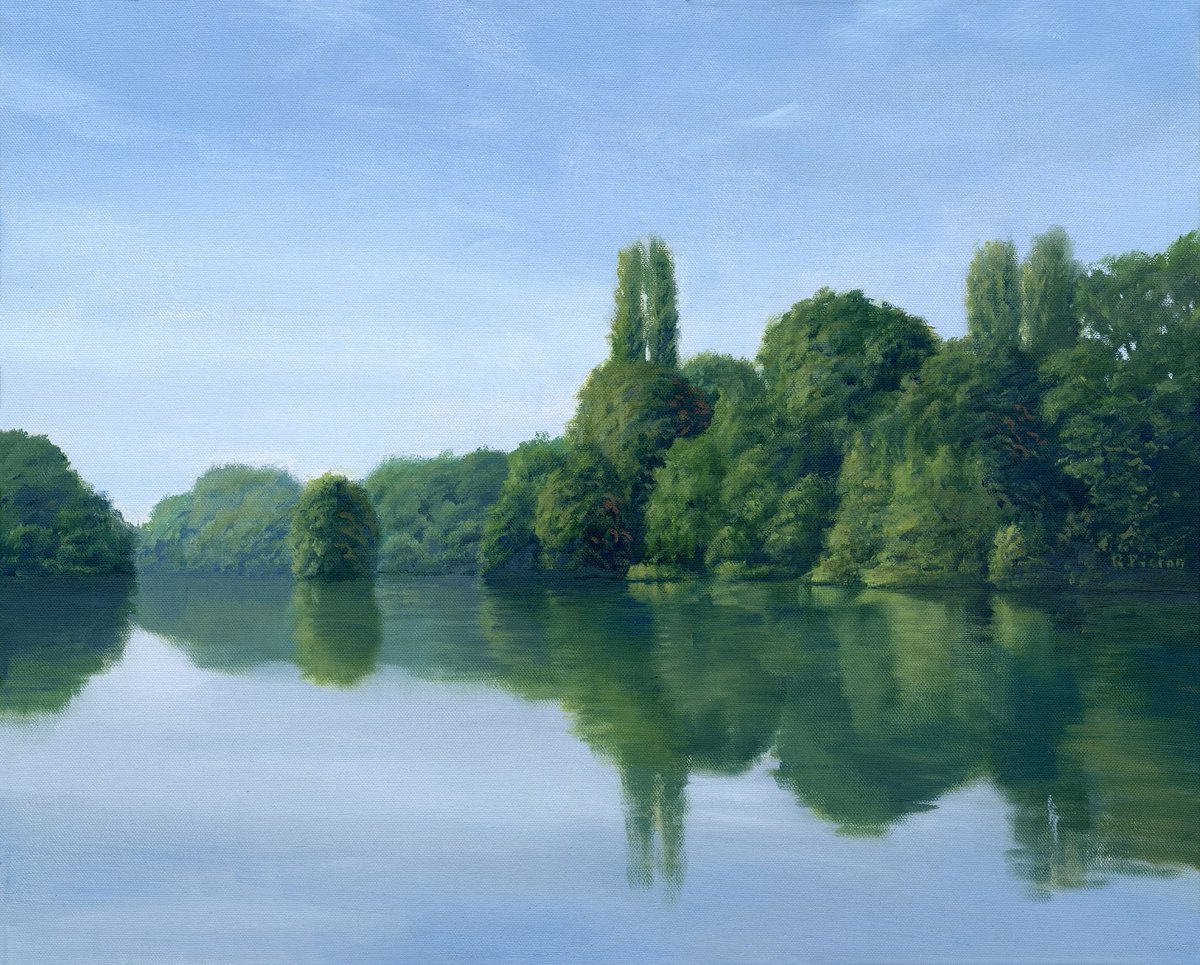 Savay Lake Oil on Canvas. 20' x 16' Prints, cards etc of this painting are available on the website-redbubble.com/i/art-print/Sa…