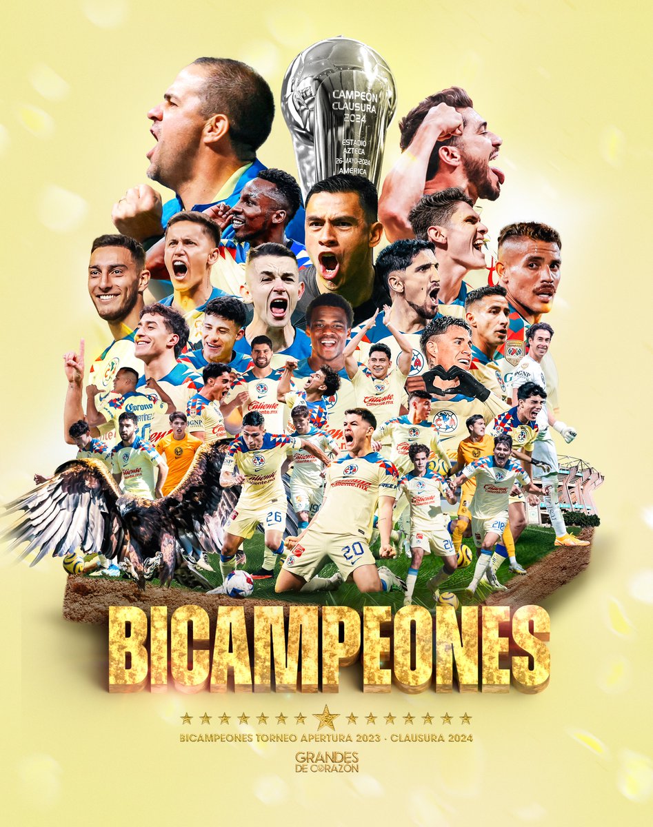 CAMPEONES. BICAMPEONES. LOS MÁS GRANDES. ¡¡EL AMÉRICA ES CAMPEÓN DEL CLAUSURA 2024!! #GrandesDeCorazón 🏆