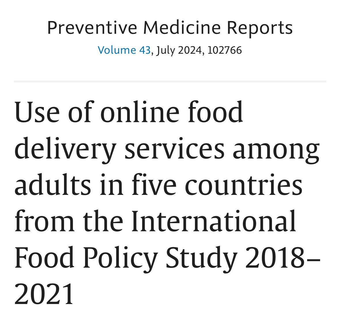Adyya Gupta (@adyyagupta) on Twitter photo 🔔🚨New research paper alert🚨 We present the trends in online food delivery service use in 🇦🇺🇨🇦🇲🇽🇬🇧 🇺🇸 from 2018 to 2021 & compare its use to other forms of purchasing out-of-home food. For its public health implications, read👇🏻<a href="/IHT_Deakin/">Institute for Health Transformation</a> <a href="/VicHealth/">VicHealth</a>
sciencedirect.com/science/articl… 🔔🚨New research paper alert🚨 We present the trends in online food delivery service use in 🇦🇺🇨🇦🇲🇽🇬🇧 🇺🇸 from 2018 to 2021 & compare its use to other forms of purchasing out-of-home food. For its public health implications, read👇🏻<a href="/IHT_Deakin/">Institute for Health Transformation</a> <a href="/VicHealth/">VicHealth</a>
sciencedirect.com/science/articl…