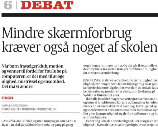 Alle børn skal lære at søge information og bruge de teknologiske muligheder, så vi ikke får en digital underklasse. Men det er også digital dannelse at sætte grænser, skriver @DMCamilla i @politiken i dag om børns brug af YouTube på skolecomputeren #digidk