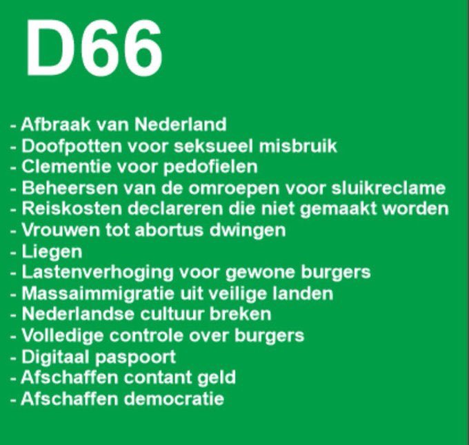 <a href="/SharwinGanga/">Sharwin Ganga</a> <a href="/D66/">D66</a> Demonisch666, een gevaarlijke partij. Niet voor niets gekelderd