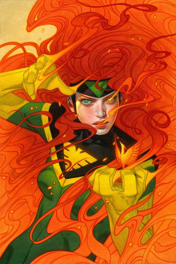 🐥🔥 'Phoenix,' acrylic & colored pencil on paper, 8.5x13', 2024 (SOLD).

Super happy to share my latest @marvel variant cover for 'Phoenix' Issue #2! I worked with the lovely AD @EmilyNewcomen to illustrate the return of Jean Grey as Phoenix. #jeangrey #phoenix #xmen