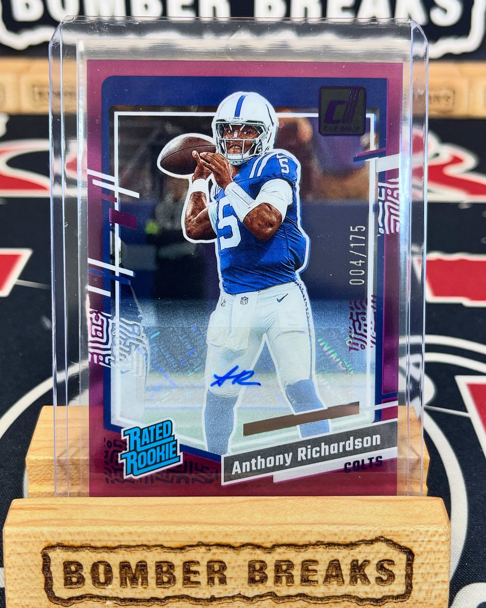 Anthony Richardson /175 Purple Rated Rookie Auto hitting tonight in our @paniniamerica Clearly Donruss Football breaks! 🔥🔥 #whodoyoucollect #colts #indianapoliscolts #footballcards #groupbreaks #boxbreaks #casebreaks #thehobby #boom #follow #like #share #collect #tradingcards