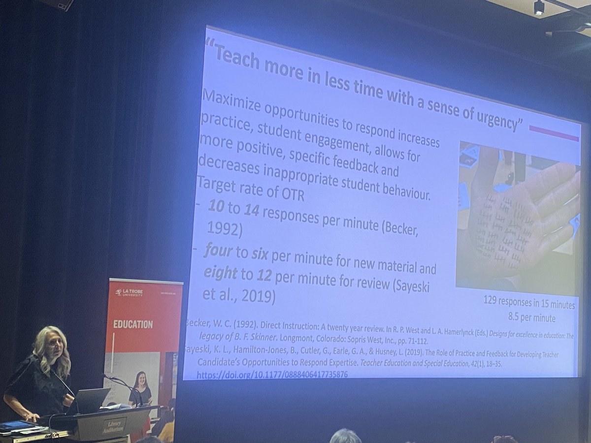 How much are children responding? This is a big one, and one of the biggest things that shifted my view of Explicit Instruction. I remember when I thought 1 CfU every 2 mins shocked me, but now I’m aiming for at least 10 student responses every minute <a href="/DrLSHammond/">Professor Lorraine Hammond AM</a>