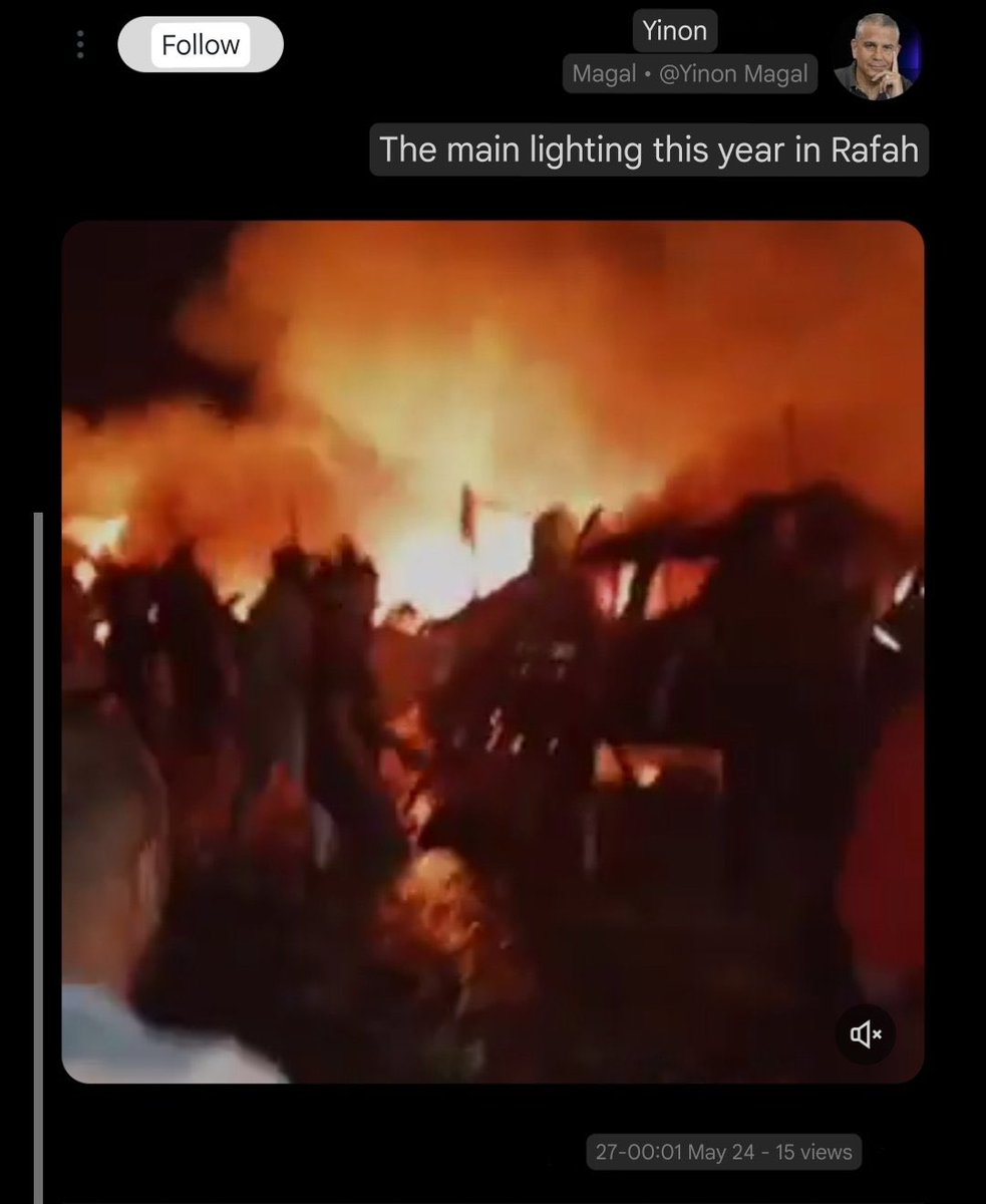 MaxBlumenthal's tweet photo. Days after posting photos of themselves burning Al Aqsa University’s library, Israeli Zionists celebrate the holiday of Lag B’Omer by burning refugees in their tents in Rafah 

As Heinrich Heine said, those who burn books will in the end burn people https://t.co/rX5Ex58qw8
