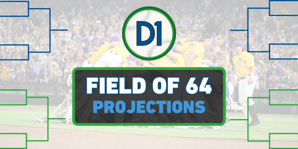 🚨FINAL FIELD OF 64 PROJECTIONS🚨 The final @d1baseball Field of 64 Projection for the 2024 season is OUT! Here we go: d1baseball.com/stories/2024-d…