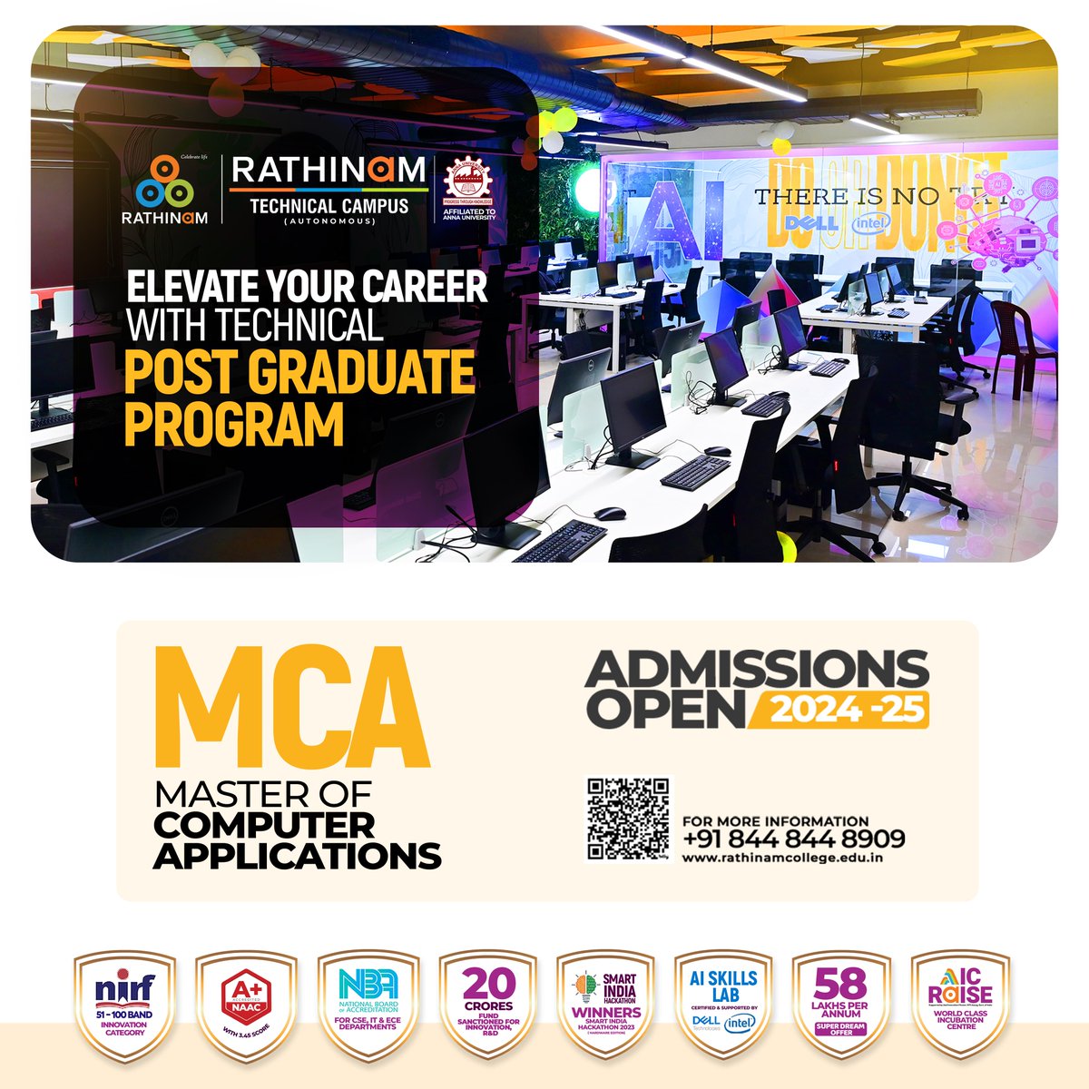 rathinamgroups's tweet image. Level up your career with a Post Graduate program in Computer Applications at Rathinam Technical Campus! Admissions are now open for the 2024-25 academic year.

#MCA #MastersInComputerApplications #TechCareer #PursueYourPassion #FutureProofYourCaree