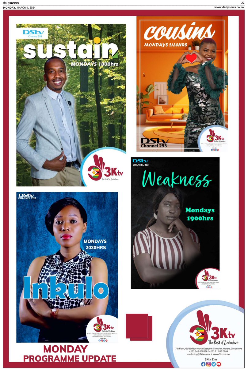 3KtvZim's tweet photo. Monday Programme update on 3Ktv  #TheBestOfZimbabwe https://t.co/h0VVdP5wzC