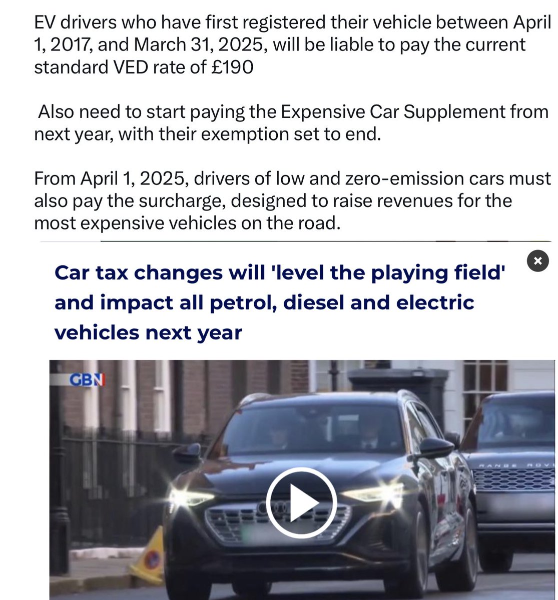 Car tax changes will ‘Level the playing field?’ Fits more with an Agenda of motoring becoming the preserve solely of the rich! gbnews.com/lifestyle/cars…